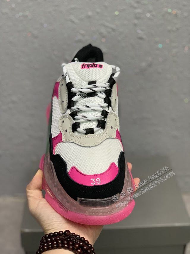 Balenciaga經典款男女鞋 巴黎世家頂級版本Triple S厚底氣墊大底LOGO老爹鞋 Balenciaga情侶款老爹鞋  hdbl1273